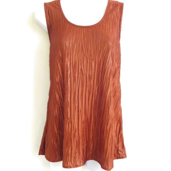 Susan Graver Tops - Susan Graver Tank Top Copper Crinkle Shimmer S